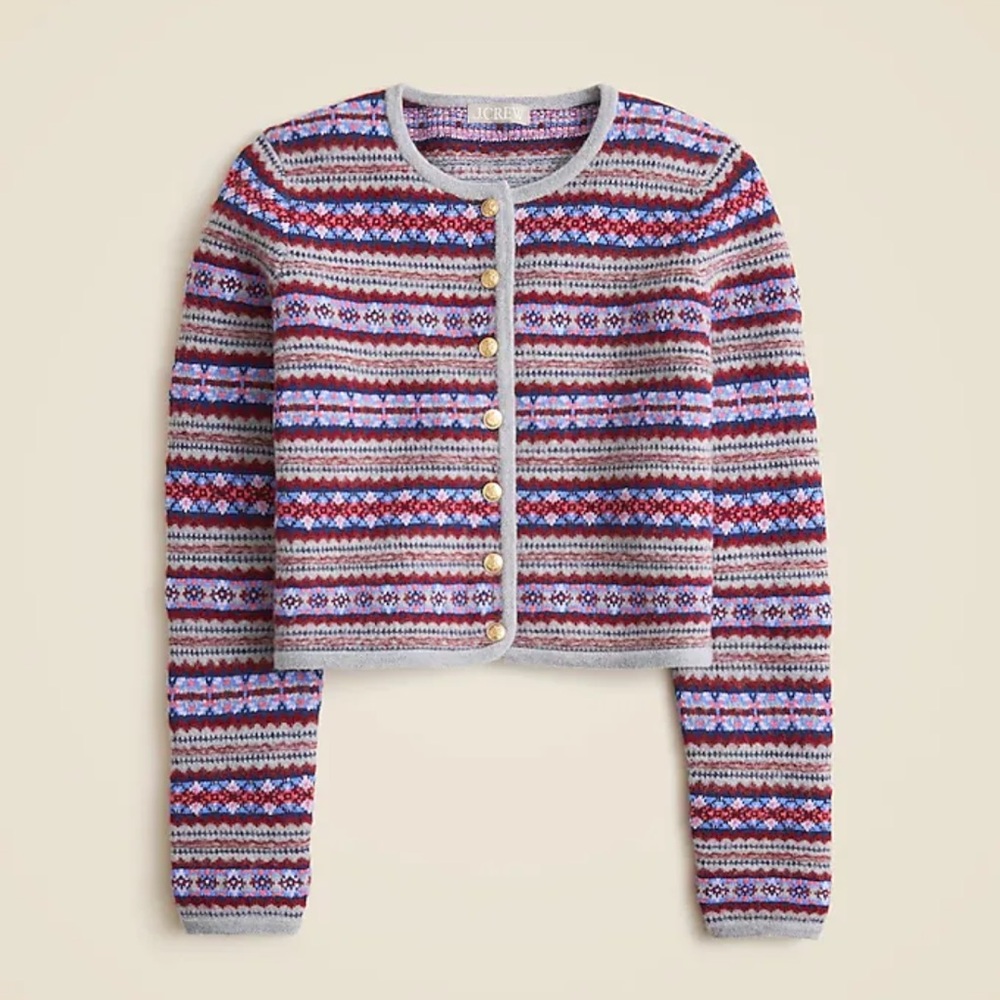 J.Crew Fair Isle lady jacket in boiled wool blend